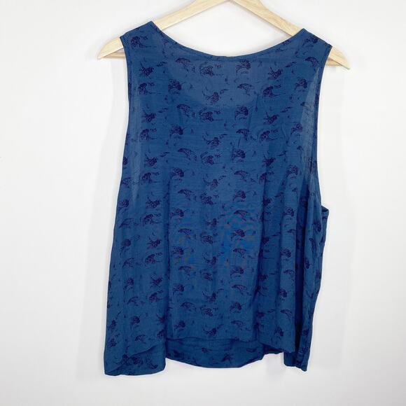 Free People Look Through Cut Out Blue Printed Tank Top Women's Size Large L - Picture 3 of 9